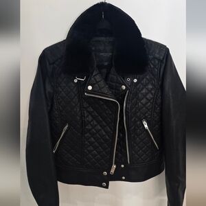 Marc New York Black Moto Quilted Leather Jacket Size: Small